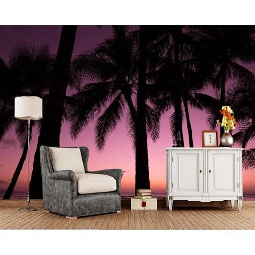 Papel de parede Palm trees in the sunset natural landscape 3d wallpaper mural,living room tv wall bedroom wall papers home decor