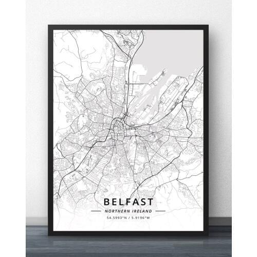 Belfast Northern Dublin Galway Kilkenny Ireland Map Poster