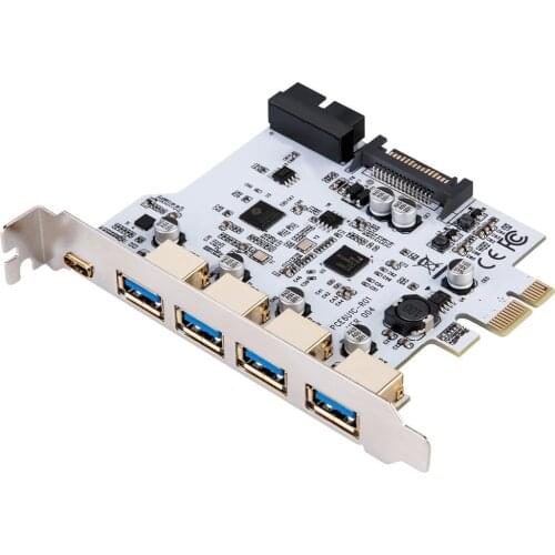 7 Ports PCI-E To USB 3.0 Expansion Card Type C Expansion Card PCI-E To USB 3.0 Controller 5Port + 1Port USB 3.1 Card Adapter