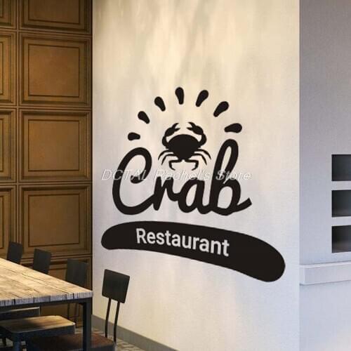 Seafood Restaurant Decor Crab Vinyl Wall Decal Kitchen Dining Room Sticker Bar Drink Art Sticker
