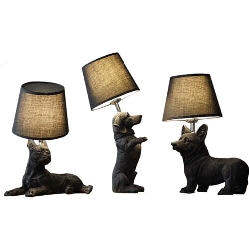 LED Table light Bedroom bedside lamp Living room Resin Dogs Table Lamps abajur para Home Deco lighting fixtures