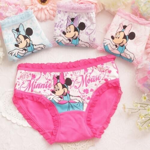 4 Pcs Disney Minnie Cartoon Panties For Girl Children Underwear Cotton Pants Triangle Underwear Kids Shorts Girl Baby Boxer