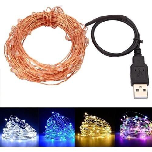 5/10m Waterproof USB LED Copper Wire Fairy String Lights Garland Decoration