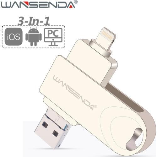 New WANSENDA USB Flash Drive Metal Pen Drive High Speed USB Stick 3.0 Flash Disk 8GB 16GB 32GB 64GB 128GB Memory Stick Pendrive