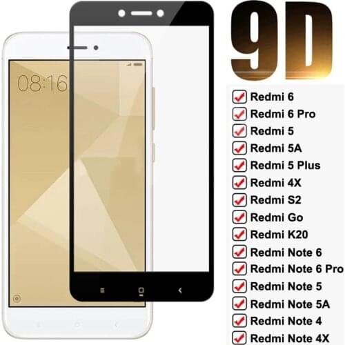 9D Full Protective Glass For Xiaomi Redmi Note 4 4X 5 5A 6 Pro Screen Protector Redmi 4X 5 5A 6 6A S2 GO K20 Tempered Glass Film