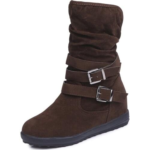 2020 Plus Size Snow Boots Womens Flat Bottom Plus Velvet Nude Boots New Womens Shoes Hot Sale High Top Plus Size Womens Shoes