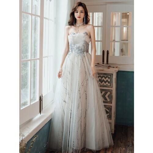 Evening Dress Female 2020 New Fashion Sexy Off the Shoulder a Line Elegant Queen Banquet Party Dress Back Lace Up Prom Dress