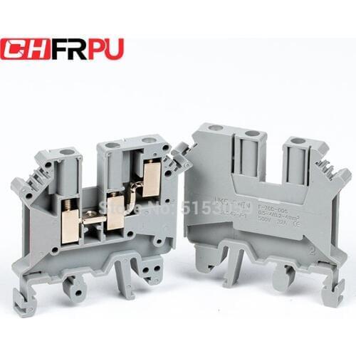 10Pcs UK5-TWIN Din Rail Terminal Blocks Screw Connection Multi Conductor UK5TWIN One in and two out Terminal