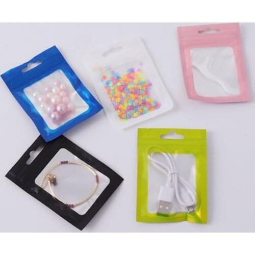 100Pcs Zip Lock Resealable Mylar Bags Matte Clear Window Package Foil Food Bag Hang Hole Plastic Zipper Pouches For Electronics
