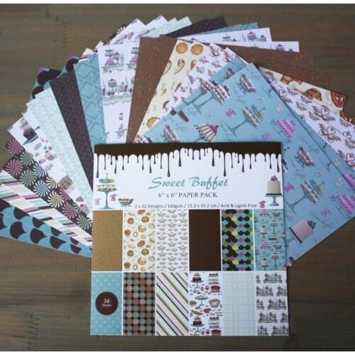 24pcs 6" Single-side Delicious Donuts papercraft art paper handmade scrapbooking kit set booksP1009