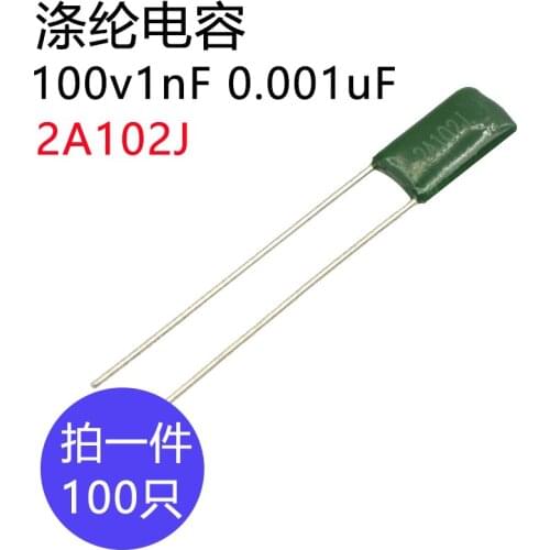 2A102J Polyester capacitor 100v 1nF 1000pF Polyester capacitor 100v 1nf 2A 1000PF
