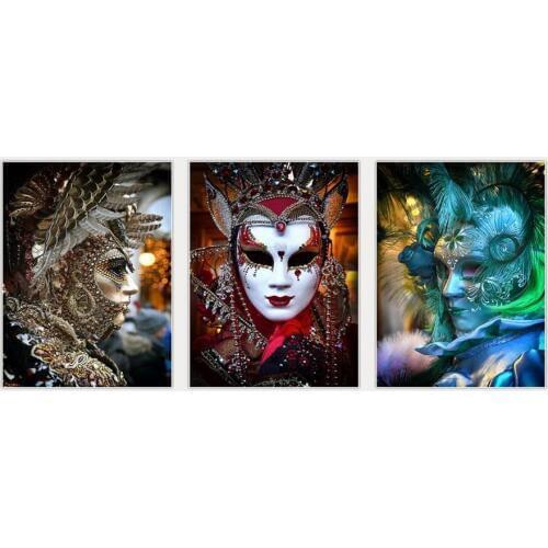 3 pcs 5d square round Rhinestone,DIY,Diamond Embroidery,mask woman,Diamond Painting girl,Cross Stitch mosaic painting Carnival
