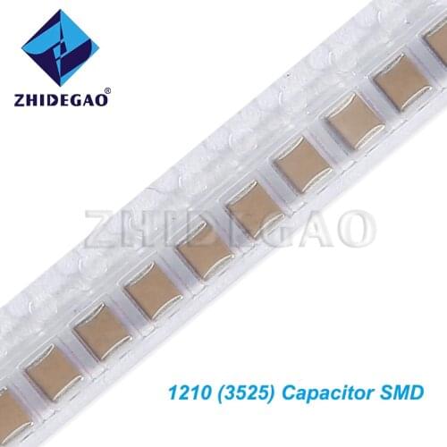 50pcs 1210 SMD Chip capacitor 1nF 100nF 4.7nF 1uF 2.2uF 10uF 22uF 47uF 100uF 10V 16V 25V 50V 250V 1KV 2KV ZHIDEGAO