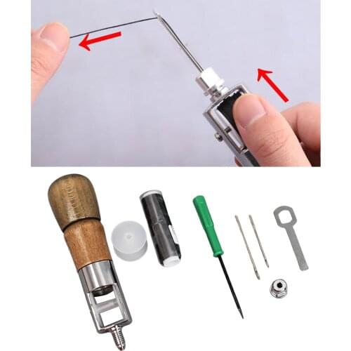 8x Handmade Leather Tent Sewing Awl Stitching Shoe Repair Needles Tools Kit for Canvas Process