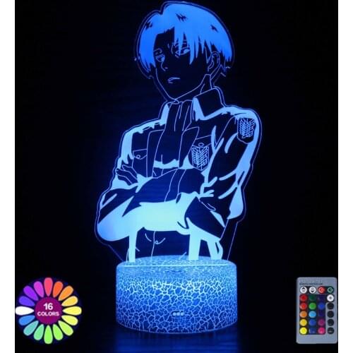 Acrylic Table Lamp Anime Attack on Titan For Home Room Decor Light Kid Child Gift Captain Levi Ackerman Figure LED Night Lights
