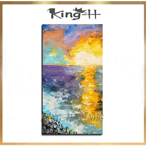 Frameless Paintings Hand-painted Modern Abstract Sunrise Oil Painting On Canvas Wall Art Picture For Living Room Home Decoration