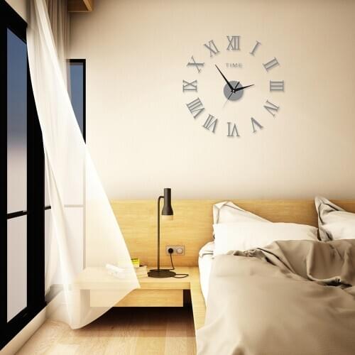 3D DIY Large Wall Clock Modern Design Silent Wall Sticker Clock Acrylic Wall Clock Punch-free Quiet Clock Watch Home Decor New