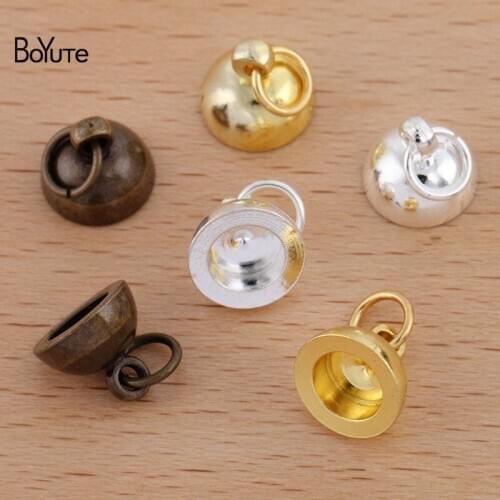 BoYuTe (100 Pieces/Lot) 8*5MM Metal Brass End Stopper Caps Clasps with 5MM Jump Ring Diy Handmade Jewelry Accessories