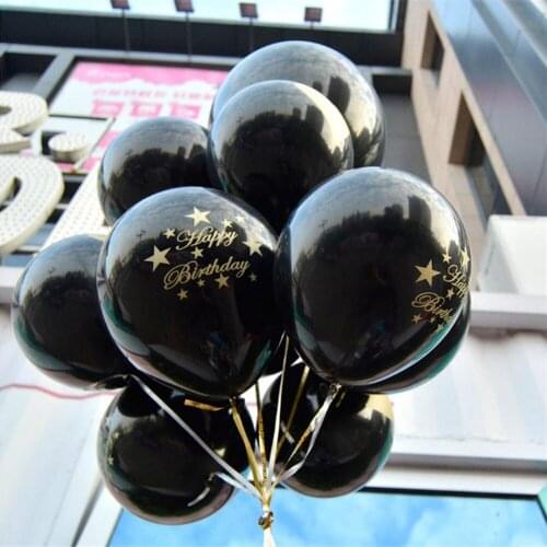 6pcs/set 10 Inch Black White Latex Happy Birthday Printed Balloon Metallic Latex Balloons Globos Birthday Party Decoration