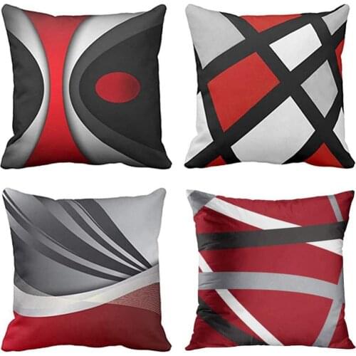 Throw Pillow Covers 18 X 18 Inch Abstract Red Black White Cushion Covers for Home Sofa Chair Decorative Pillowcases