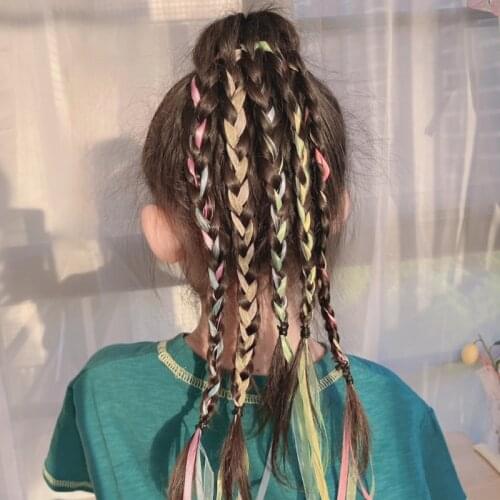 5 Pcs/Set Children Cute Colors Tassel Streamer Scrunchiesrubber Bands Hairpins Girls Sweet Hair Clips Kids Hair Accessories