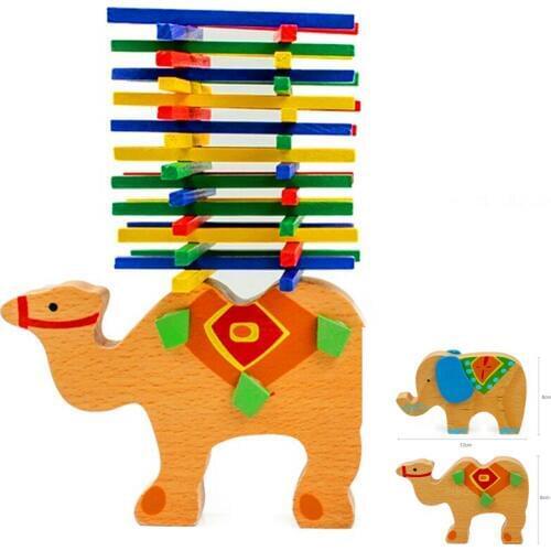 Kids Toys Educational Elephant/Camel Balancing Blocks Wooden Toys Beech Wood Balance Game Montessori Toys For Children