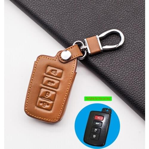 For Toyota Camry Avalon rav4 Corolla Highlander Land Cruiser 4 Button Remote Protector Holder Car Leather Key Fob Case Cover