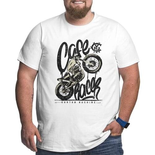 Happiness Cafe Racer Vintage Motorcycle T Shirts Mens Cotton T-Shirts Big Tall Tee Clothes Plus Size Big Size Large 4XL 5XL 6XL