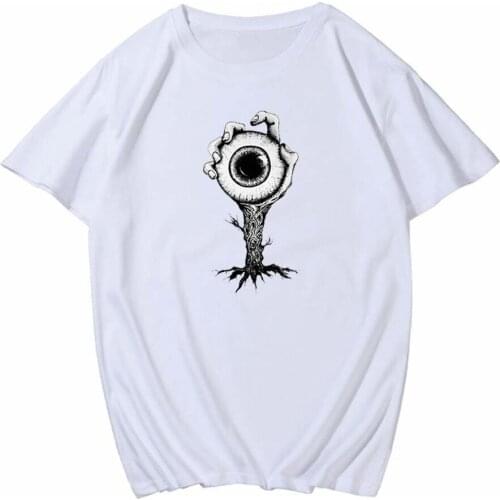 School Sad Japanese Girl Eyes T Shirt Men Anime Comic Loli Unisex Tops Streetwear Fashion Harajuku Mens T-shirts Spoof Horror