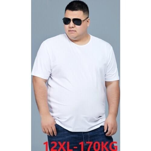 FAISIENS Plus Size Men T-Shirts Short Sleeve Summer Big Tees Cotton 8XL 10XL 12XL Home Tshirt 54 56 58 60 62 64 66 68 Navy Tops