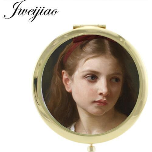 JWEIJIAO Oil painter masterpiece portrait Vanity mirror fairy pretty New Womens Fashion Tools pocket mirror for girls PE32