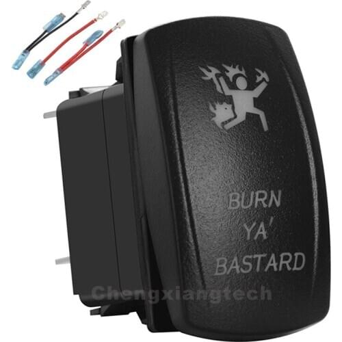 Red/white/blue/orange) Led BURY YA' BASTARD Car Boat Rocker Switch 5Pin On/Off 12V/20A 24V/10A Jumper Wire Set, Circuit Breaker