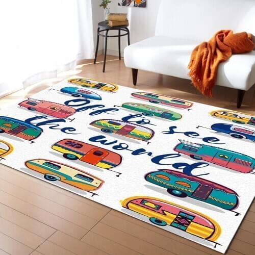 Colorful Cartoon Trolley Animation Carpet Bedroom Room Bedside Blanket Rug for Living Room Cloakroom Carpet Bedroom Decor