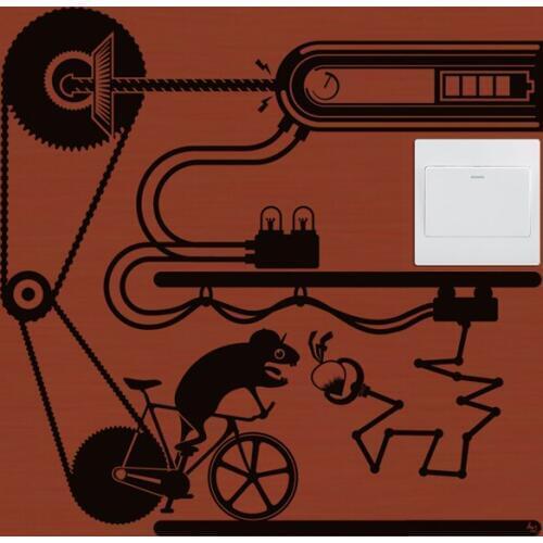 KUCADA creative mouse wall sticker home decor mural art decal diy switch sticker bedroom wallpaper WP1434