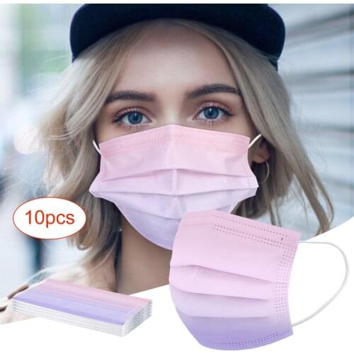 10pc Adults Mask Mondmasker Halloween Cosplay Party Mascaras Disposablegradient 3-layer Disposable Print Mask Mascarillas Masque