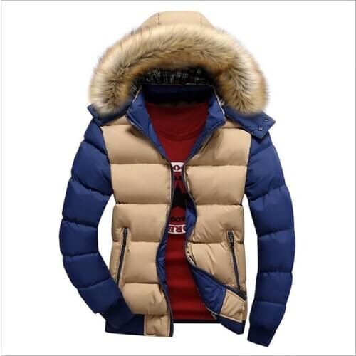 Men 2020 mens winter warm cotton-padded jackets and coats artificial fur hooded quilted jacket outerwear parkas WLF020
