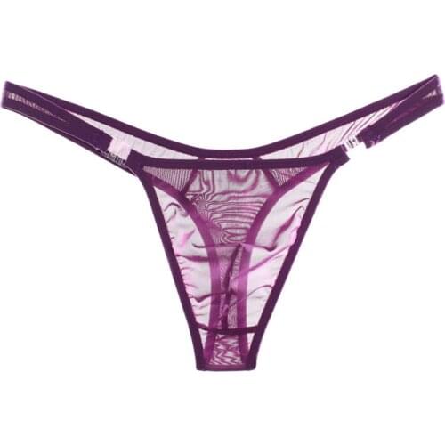 Mens Underwear Sexy Transparent G-string Thong Briefs Bulge Pouch Breathable Panties Perspective Male Bikini Underpants Solid