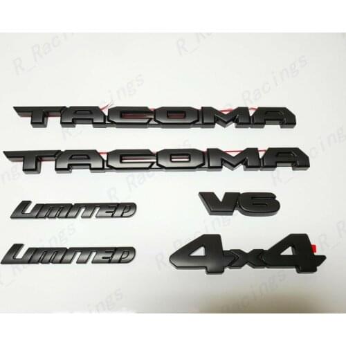 6PCS SET BLACKOUT EMBLEM OVERLAY KIT FIT FOR 2016-2020 TACOMA LIMITED V6