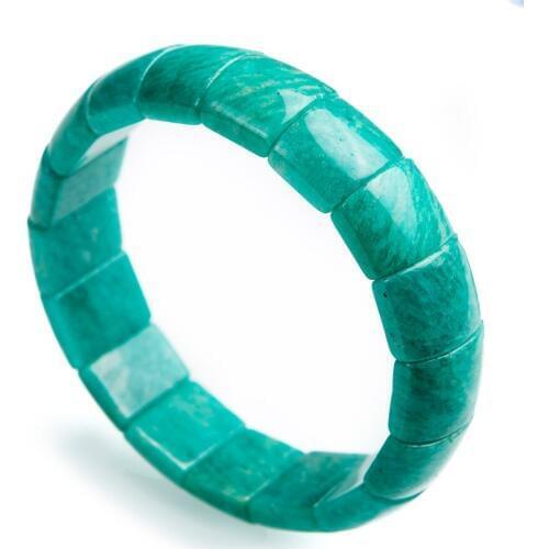 Natural Genuine Green Amazonite Stone Stretch Bracelet For Women Rectangle Beads Jewelry Charm Bracelet Femme