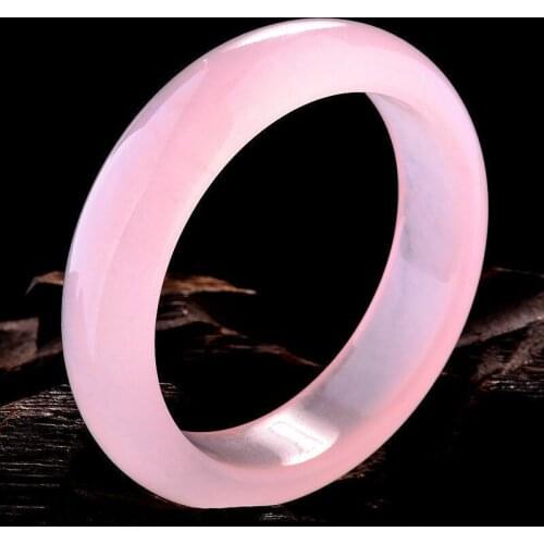 Natural Pink Jade Bracelet Bangle for Women Hand Carved Lady Jewelry Party Gifts Charm Bracelet Fashion Accessories 60mm