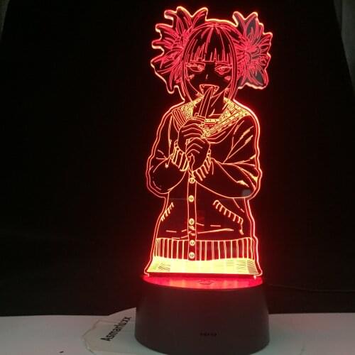 My Hero Academia Toga Himiko Figure Gift Nightlight for Kids Bedroom Decoration Light Bedside Table 3d Lamp USB Led Night Light