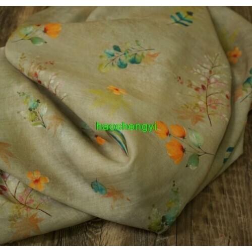 Original design custom Chinese style floral cotton and linen printed ramie clothing fabric