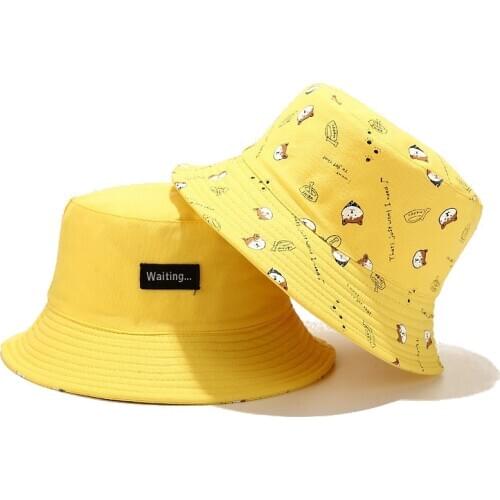 New Fashion Summer Panama Bucket Hat Men Women Cute Cat Print Bob Chapeau Hip Hop Fishing Cap Reversible Fisherman Hat