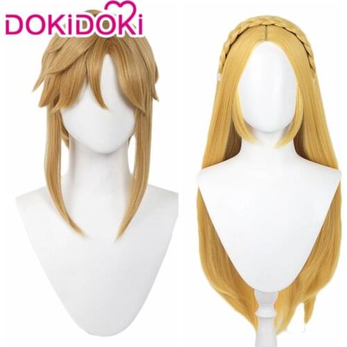 DokiDoki Game Breath of the Wild Cosplay Wig Princess Long Blond Wig Link Hairs Short Wig