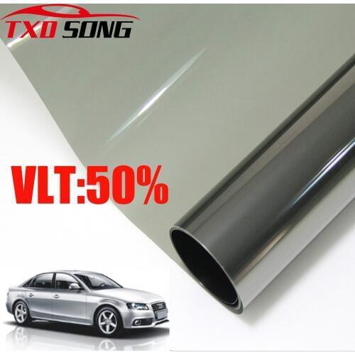 50cm*300cm/Lot Light Black Car Window Tint Film Glass VLT 50% Roll 1 PLY Car Auto House Commercial Solar Protection Summer