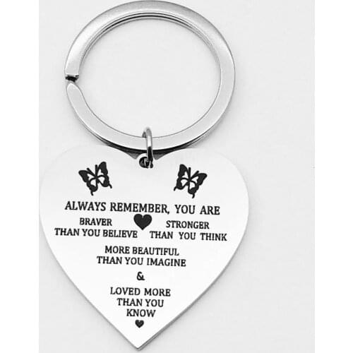 Birthday Gift Family Keychain-always Remember You Are Braver Than You Believe Inspiring Gift Inspirational Inspiration Keychain