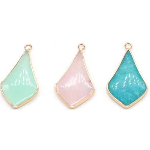Natural Crystal Stone Pendants Petal Shape Green Aventurines Rose Quartzs Stone Charms for Jewelry Making Women Necklace Gift
