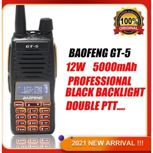 2021 BAOFENG Walkie Talkie GT-5 Two Way Radio Comunicador 10KM High Power Portable Dual PTT Radios BF UV 82 Upgrade Version