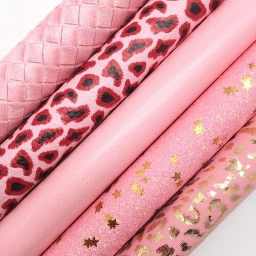 PINK Chunky Glitter Sheet, 8"x11" Glitter Sheets Leopard Mermaid Faux Leather For Hair Bow & Earring Fabric Twinkling Ming XM078