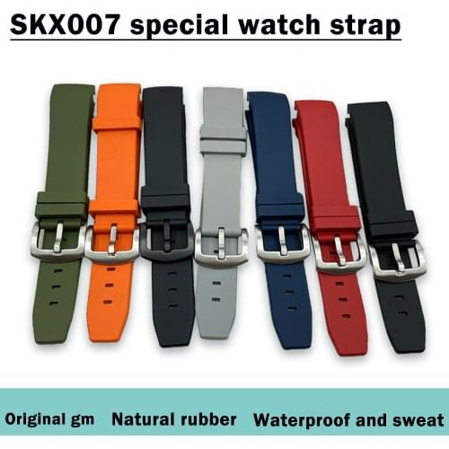 Seiko SKX007 special natural rubber watchband 22mm fitting case non-sticky hair non-sticky dust original general waterproof male